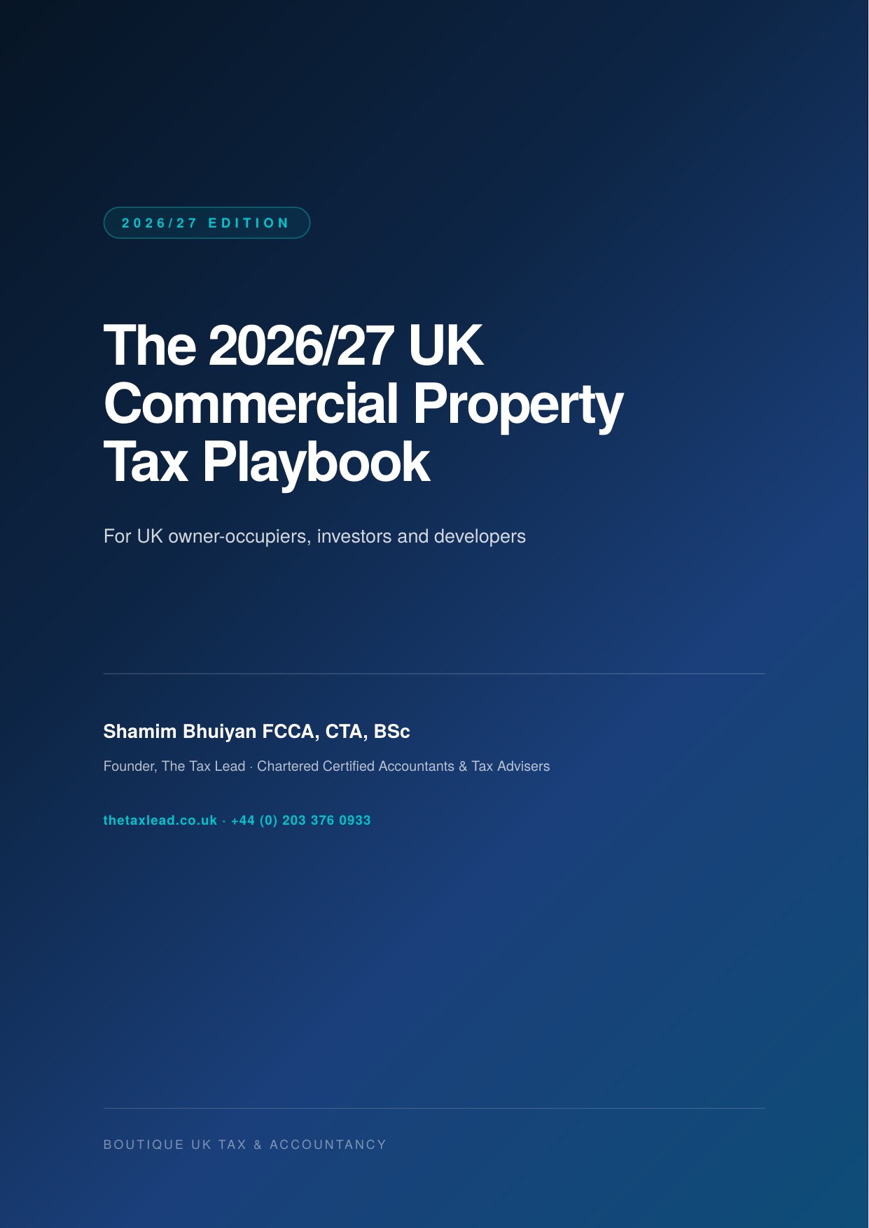 UK Commercial Property Tax Playbook 2026/27