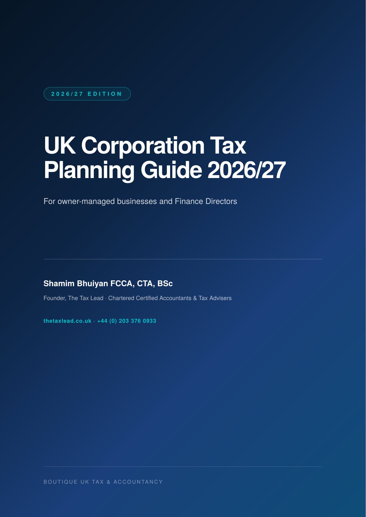 UK Corporation Tax Planning Guide 2026/27